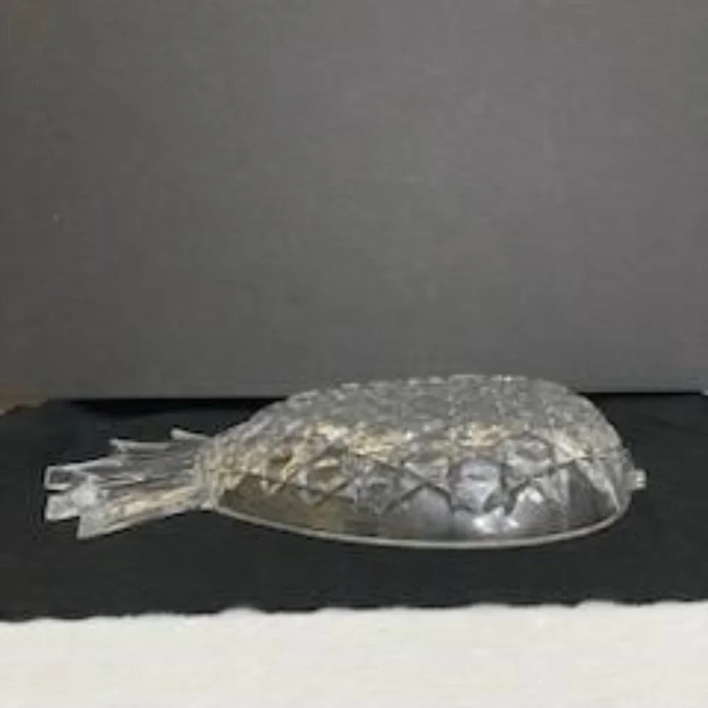 Vtg‎ Crystal Glass Pineapple Shaped Serving Platter Dish Centerpiece Textured